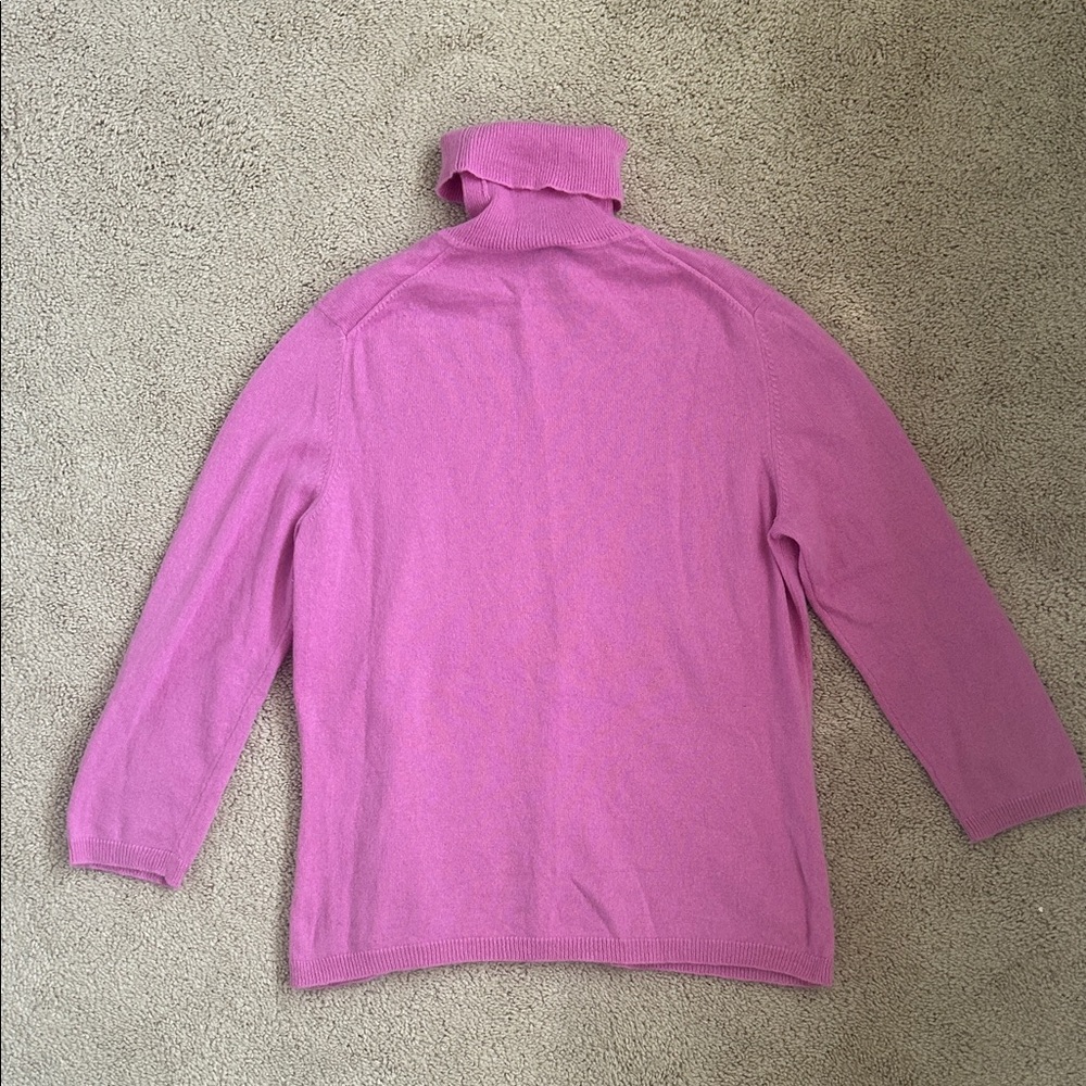 Ann Taylor Women's Pink Cashmere Turtleneck Sweater, L - Picture 2 of 3